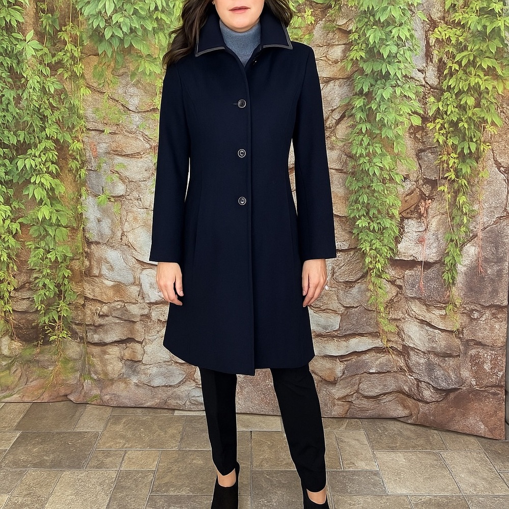 VINTAGE FORECASTER OF BOSTON Tailored Navy Wool Blend Pea Coat, 8
